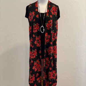 NWOT LuLaRoe Black and Red Floral Joy